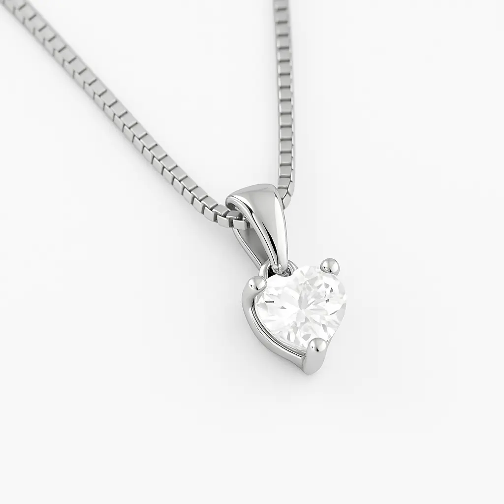Heart shaped solitaire pendant with chain
