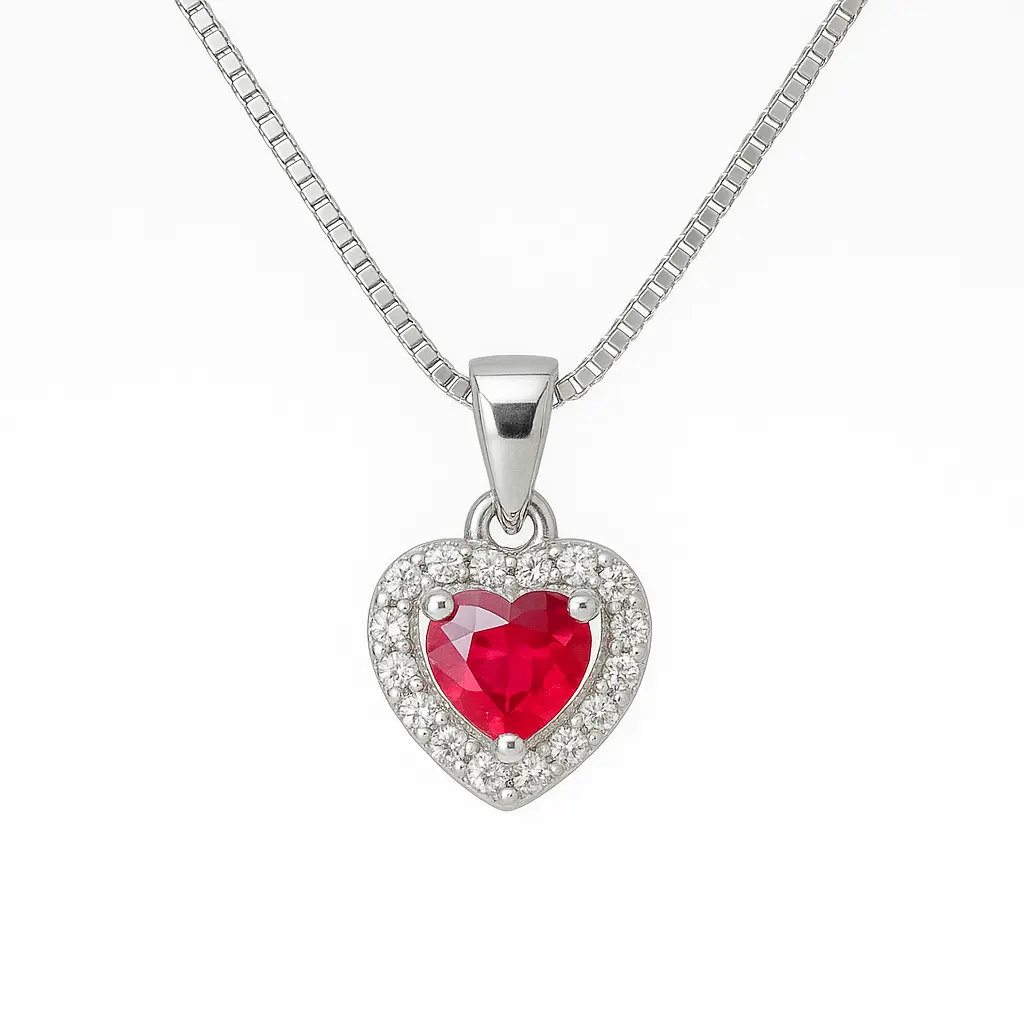 red heart pendant with chain