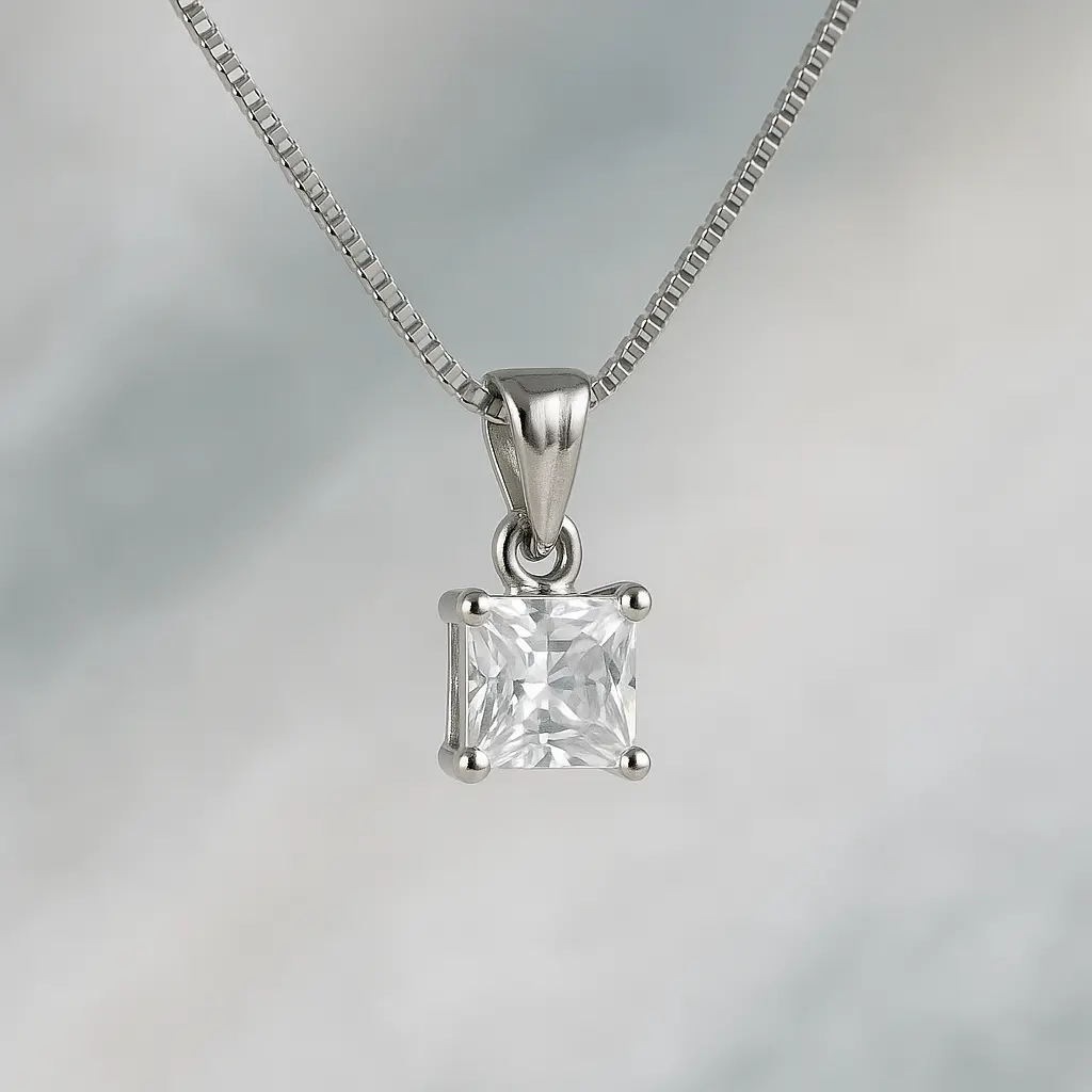 square pendant with chain