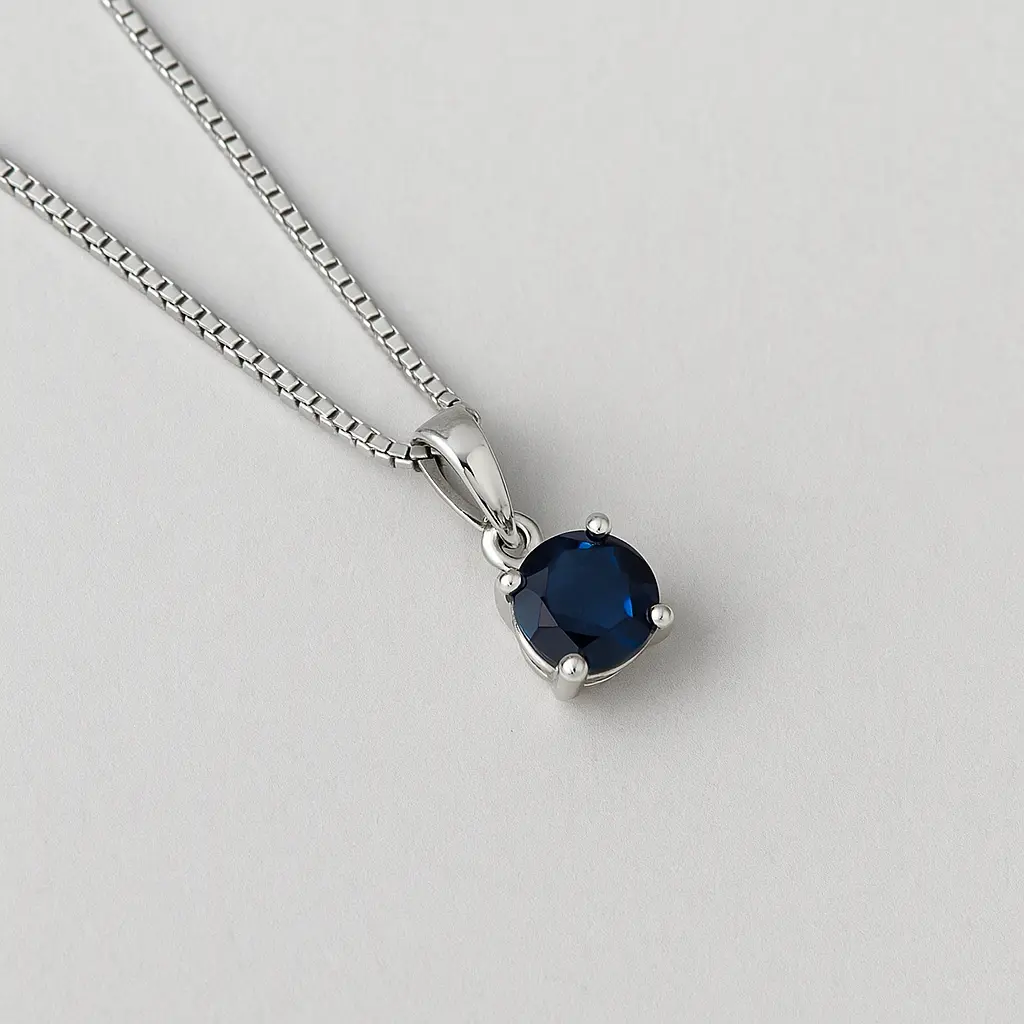 blue solitare Pendant with Chain