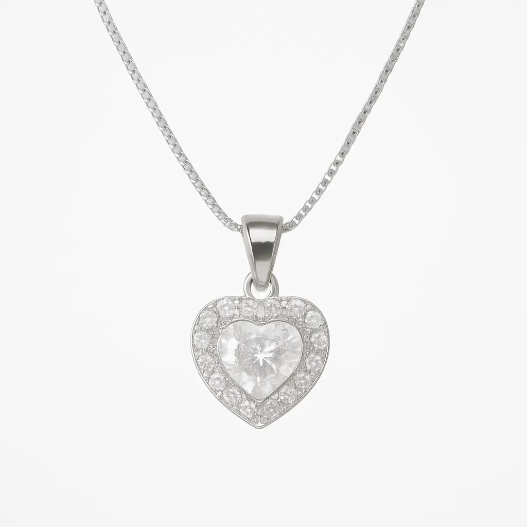 Solitaire heart Pendant with Chain