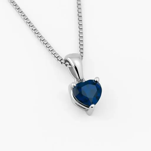 Blue heart Pendant with chain