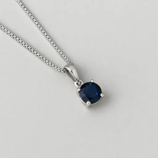 blue solitare Pendant with Chain
