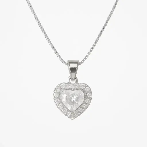 Solitaire heart Pendant with Chain
